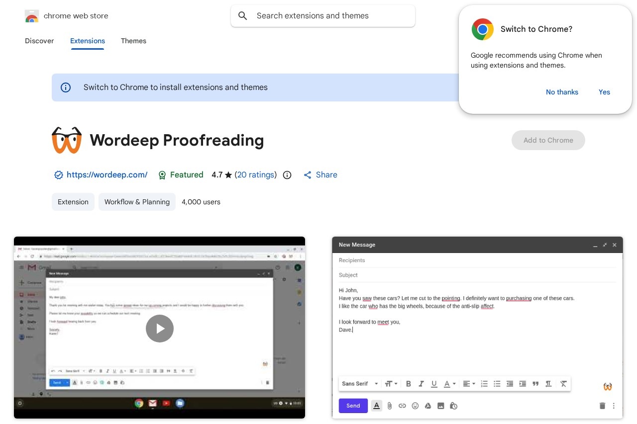 Wordeep Proofreading