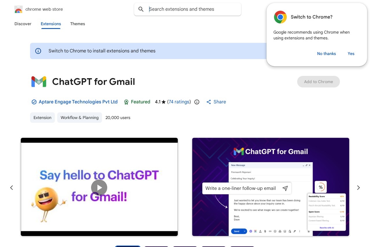ChatGPT for Gmail
