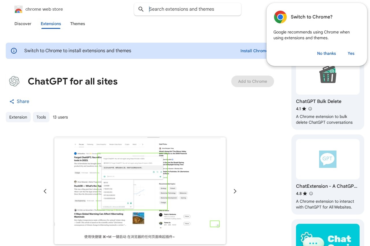 ChatGPT for all sites