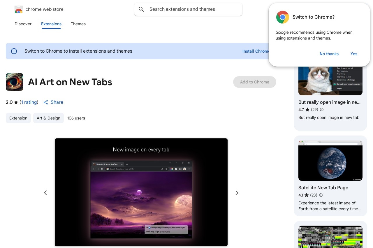 AI Art on New Tabs