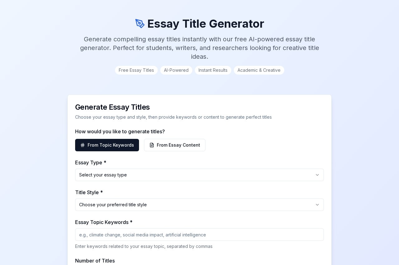 Essay Title Generator